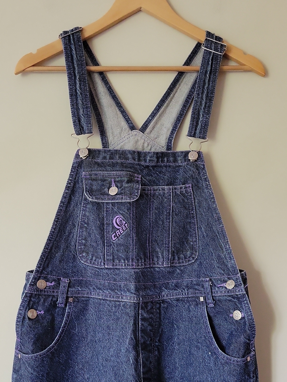 Vintage Y2K Streetwear Women's Purple Contrast Stitch Utility Overalls M-L - Picture 2 of 9
